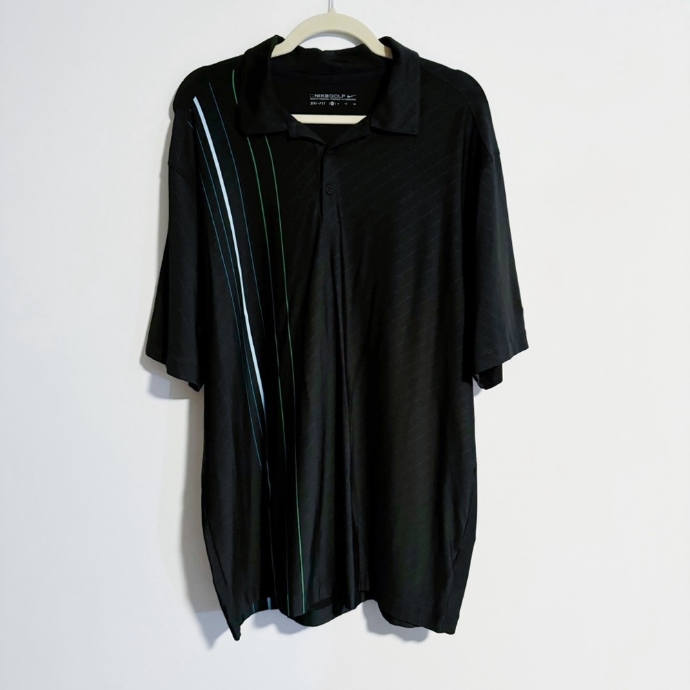 Nike - Golf Black Striped Dri-Fit Polo Shirt